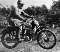 Zedenek Polanka on one of the first CZ moto-cross bikes