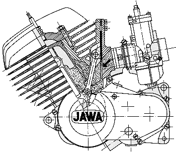 Jawa 250 ISDT engine with Slide Valve Industion System, 1981
